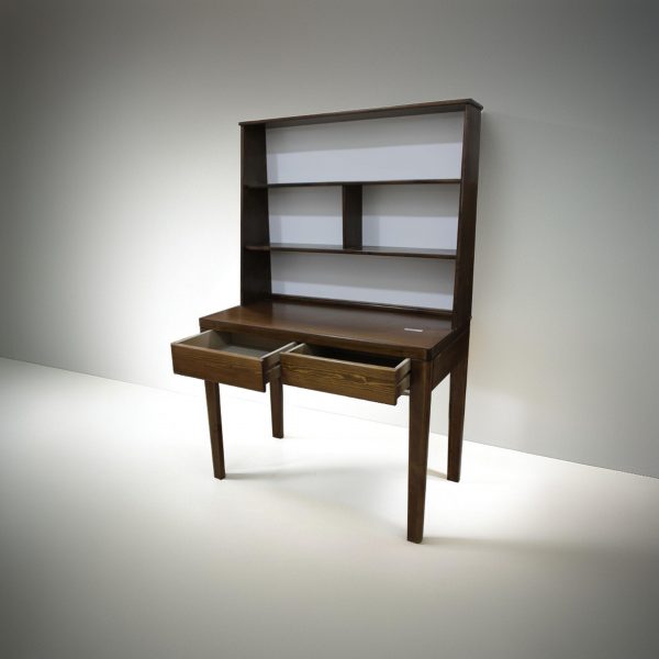 Bureau en bois rouge avec étagères et tiroirs – 1m05 x 52cm x 1m60 – Image 3